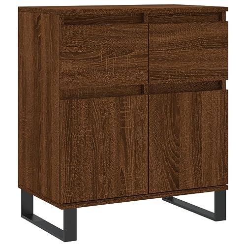 vidaXL Sideboard, Kommode mit viel Stauraum, Mehrzweckschrank Anrichte für Wohnzimmer, Schrank Beistellschrank Eisenbeine, Braun Eichen-Optik Holzwerkstoff von vidaXL