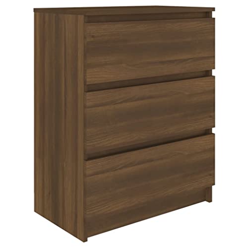 vidaXL Sideboard, Kommode mit viel Stauraum, Schrank mit 3 Schubladen, Schubladenschrank Anrichte für Wohnzimmer, Braun Eichen-Optik 60x35x76cm Holzwerkstoff von vidaXL