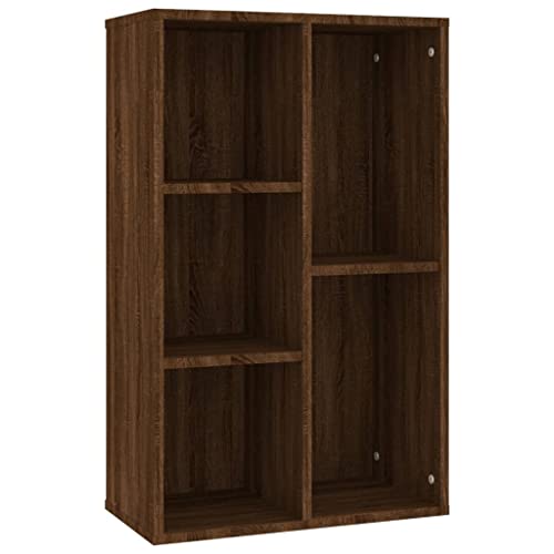 vidaXL Sideboard Bücherregal, Bücherschrank mit 5 Fächern, Wandregal Standregal für Wohnzimmer, Regal Büroregal Aktenregal, Braun Eiche Holzwerkstoff von vidaXL