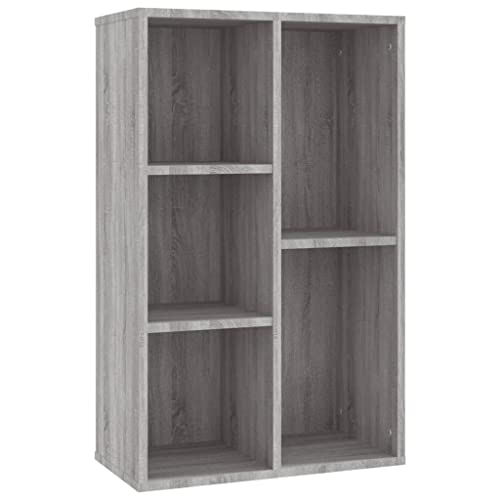 vidaXL Sideboard Bücherregal, Bücherschrank mit 5 Fächern, Wandregal Standregal für Wohnzimmer, Regal Büroregal Aktenregal, Grau Sonoma Holzwerkstoff von vidaXL