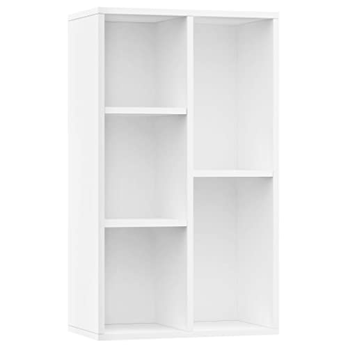 vidaXL Sideboard Bücherregal, Bücherschrank mit 5 Fächern, Wandregal Standregal für Wohnzimmer, Regal Büroregal Aktenregal, Weiß Holzwerkstoff von vidaXL