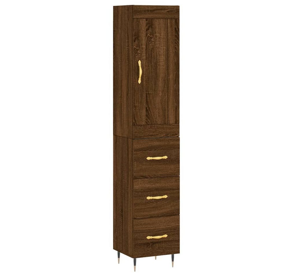 vidaXL Sideboard Highboard Braun Eichen-Optik 34,5x34x180 cm Holzwerkstoff (1 St) von vidaXL