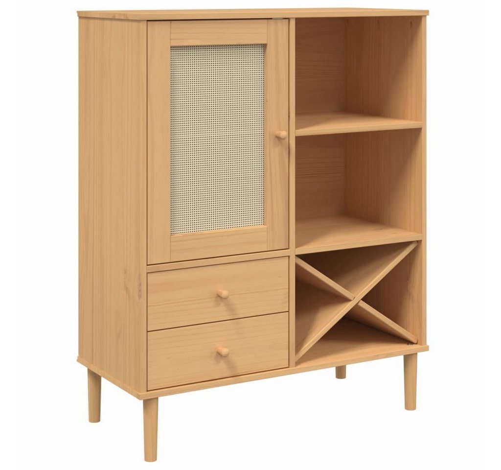 vidaXL Sideboard Highboard SENJA Rattan-Optik Braun 90x40x112 cm Kiefernholz (1 St) von vidaXL