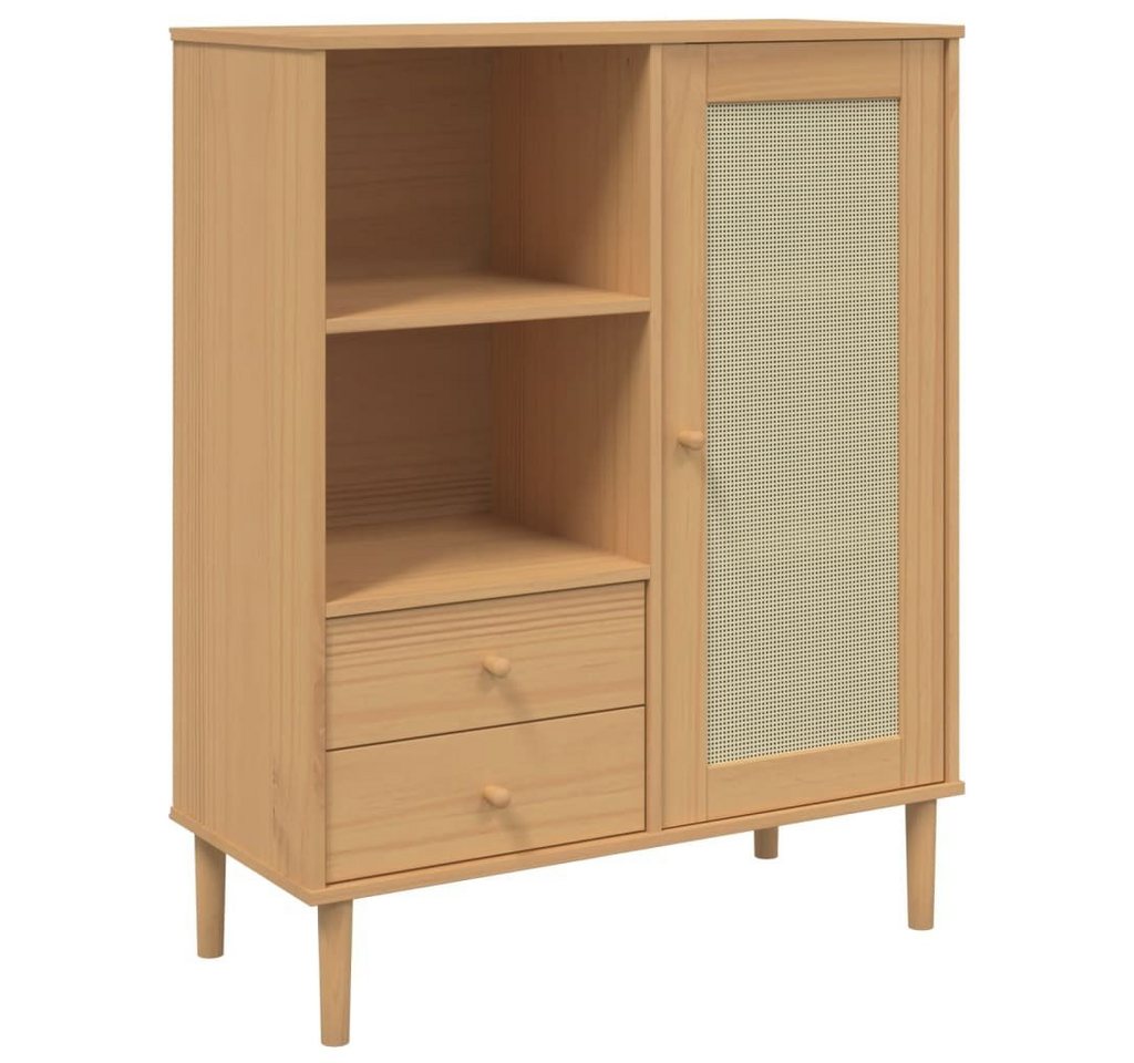 vidaXL Sideboard Highboard SENJA Rattan-Optik Braun 90x40x112 cm Kiefernholz (1 St) von vidaXL