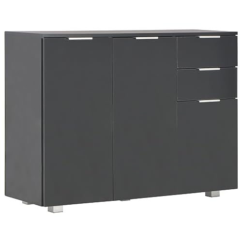 vidaXL Sideboard Hochglanz-Schwarz mit 2 Schubladen 3 Türen Kommode Anrichte Schrank Mehrzweckschrank Standschrank Beistellschrank 107x35x80,5cm von vidaXL