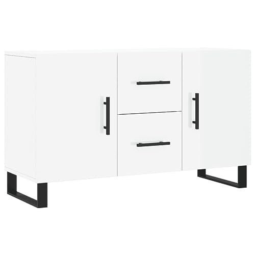 vidaXL Sideboard, Kommode mit viel Stauraum, Mehrzweckschrank Anrichte für Wohnzimmer, Schrank Beistellschrank Metallbeine, Modern, Hochglanz-Weiß Holzwerkstoff von vidaXL