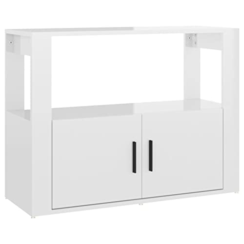 vidaXL Sideboard Schrank Anrichte Beistellschrank Kommode Mehrzweckschrank Standschrank Wohnzimmerschrank Hochglanz-Weiß 80x30x60cm Holzwerkstoff von vidaXL