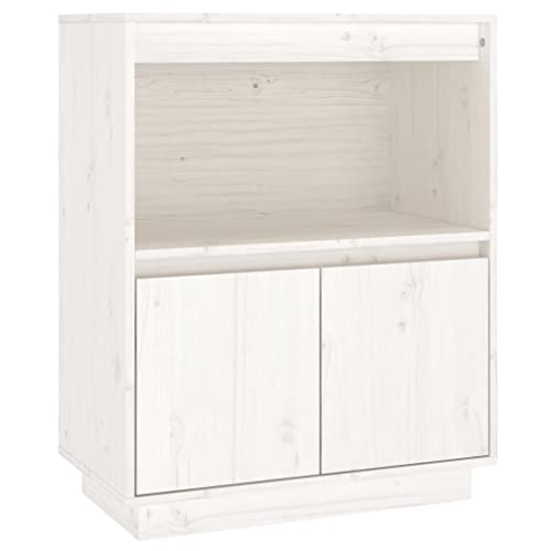 vidaXL Sideboard Kommode Anrichte Schrank Beistellschrank Mehrzweckschrank Standschrank Aufbewahrungsschrank Weiß 60x34x75cm Massivholz Kiefer von vidaXL