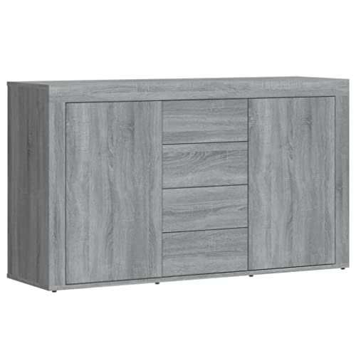 vidaXL Sideboard, Kommode mit viel Stauraum, Schrank mit 4 Schubladen 2 Türen, Mehrzweckschrank Anrichte für Wohnzimmer, Grau Sonoma 120×36×69cm Holzwerkstoff von vidaXL