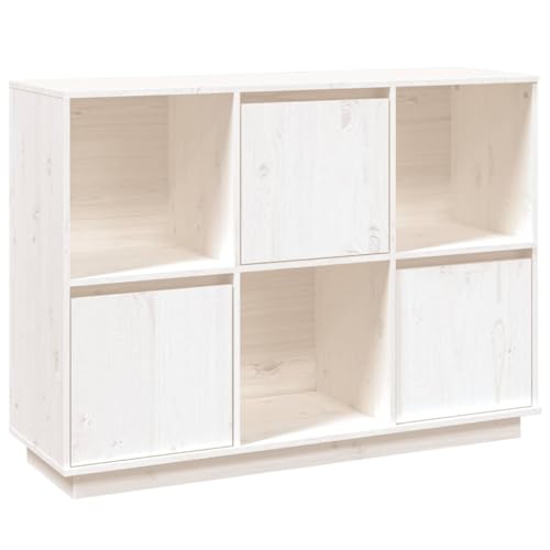 vidaXL Sideboard Kommode Anrichte Schrank Beistellschrank Mehrzweckschrank Standschrank Wohnzimmer Flur Weiß 110,5x35x80cm Massivholz Kiefer von vidaXL