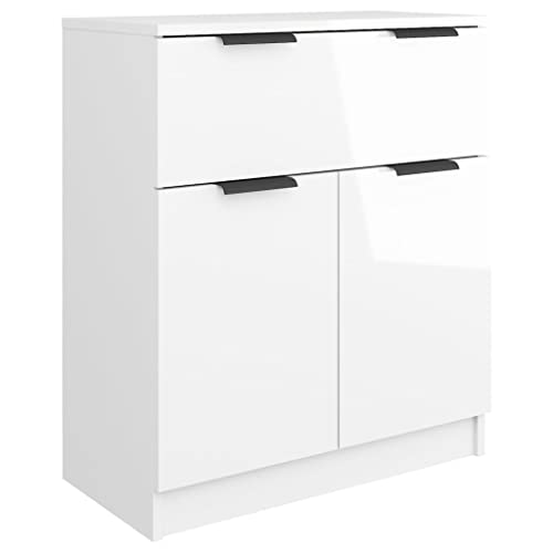 vidaXL Sideboard Kommode Anrichte Schrank Beistellschrank Mehrzweckschrank Standschrank Wohnzimmer Hochglanz-Weiß 60x30x70cm Holzwerkstoff von vidaXL