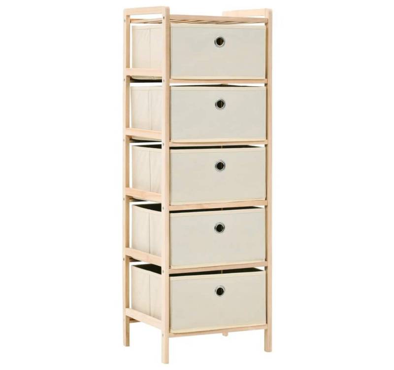 vidaXL Sideboard Kommode Korb Kommode mit 5 Stoffkörben Zedernholz Beige von vidaXL