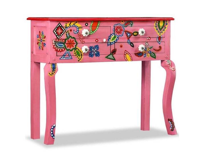 vidaXL Sideboard Konsolentisch Massivholz Rosa Handbemalt (1 St), rosa von vidaXL