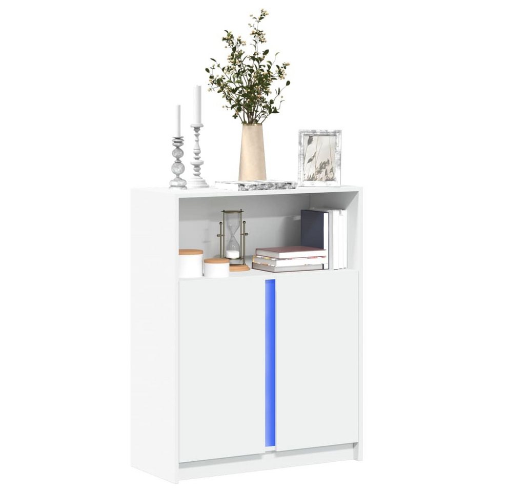 vidaXL Sideboard LED-Sideboard Weiß 77x34x100 cm Spanplatte Glas Vitrine von vidaXL