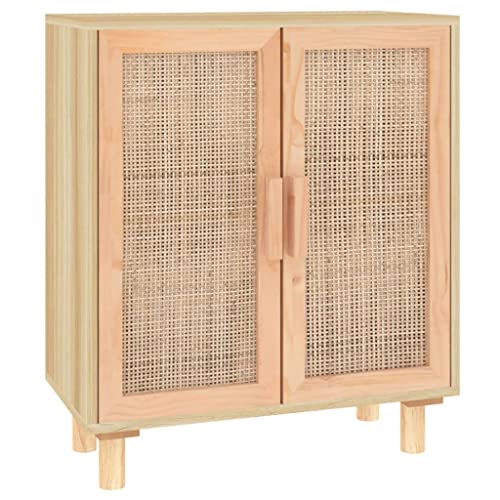 vidaXL Sideboard Schrank Anrichte Beistellschrank Kommode Mehrzweckschrank Standschrank Braun 60x30x70cm Massivholz Kiefer Natur-Rattan von vidaXL