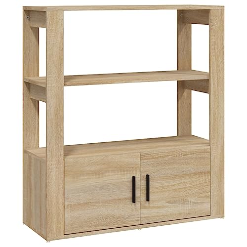 vidaXL Sideboard Schrank Anrichte Beistellschrank Kommode Mehrzweckschrank Standschrank Bücherregal Standregal Sonoma-Eiche 80x30x90cm Holzwerkstoff von vidaXL