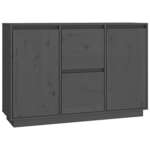 vidaXL Sideboard Schrank Anrichte Beistellschrank Kommode Mehrzweckschrank Standschrank Wohnzimmerschrank Grau 111x34x75cm Massivholz Kiefer von vidaXL