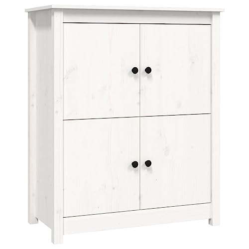 vidaXL Sideboard Schrank Anrichte Beistellschrank Kommode Mehrzweckschrank Standschrank Wohnzimmerschrank Weiß 83x41,5x100cm Massivholz Kiefer von vidaXL
