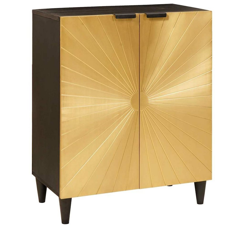 vidaXL Sideboard Schrank Sideboard Schwarz und Gold 60 x 33 x 75 cm massives Mangoholz von vidaXL