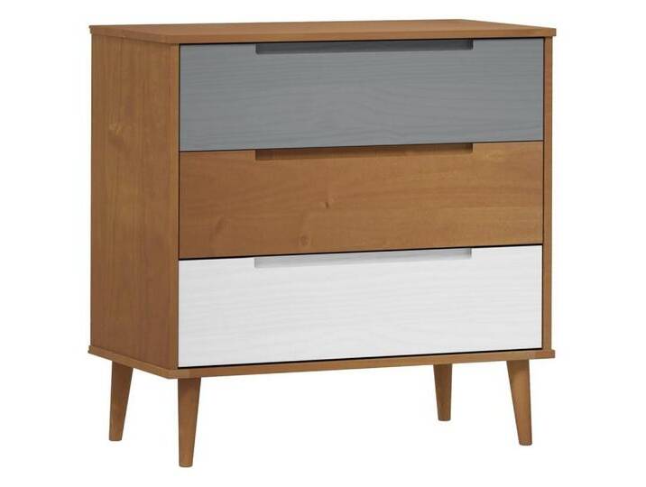 vidaXL Sideboard Schubladenschrank Braun 80x40x80 cm Massivholz Kiefer Anrichte Kommode, braun von vidaXL