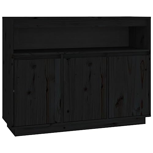 vidaXL Sideboard Schwarz 104,5x34x80 cm Massivholz Kiefer von vidaXL