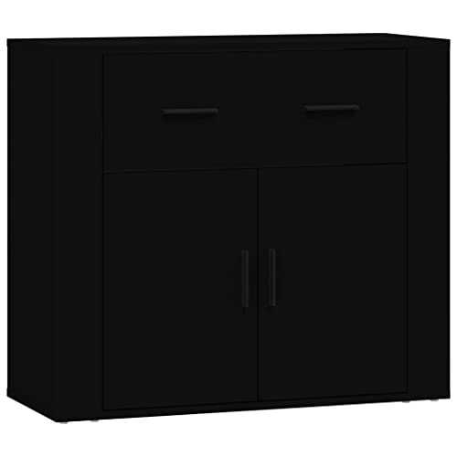 vidaXL Sideboard Schrank Anrichte Beistellschrank Kommode Mehrzweckschrank Standschrank Wohnzimmerschrank Schwarz 80x33x70cm Holzwerkstoff von vidaXL