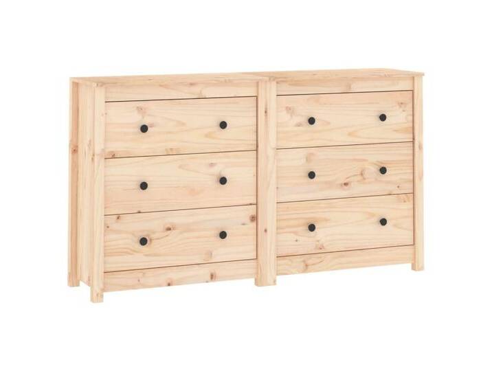 vidaXL Sideboard Sideboard 140x35x80 cm Massivholz Kiefer (1 St), beige, Pine Wood, Natur von vidaXL