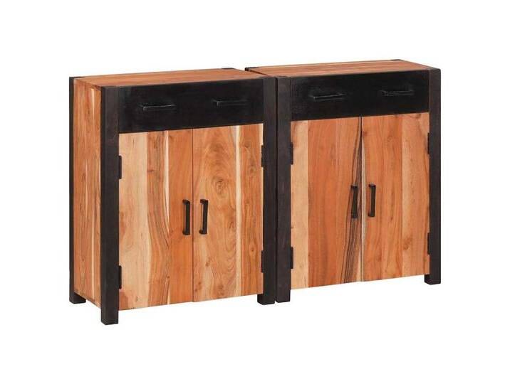 vidaXL Sideboard Sideboard 2 pcs Braun 110 x 30 x 75 cm Massivholz (2 St), braun von vidaXL