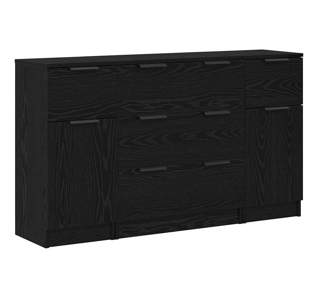 vidaXL Sideboard Sideboard 3 pcs Schwarz Eichen-Optik 121 x 30 x 70 cm (3 St) von vidaXL