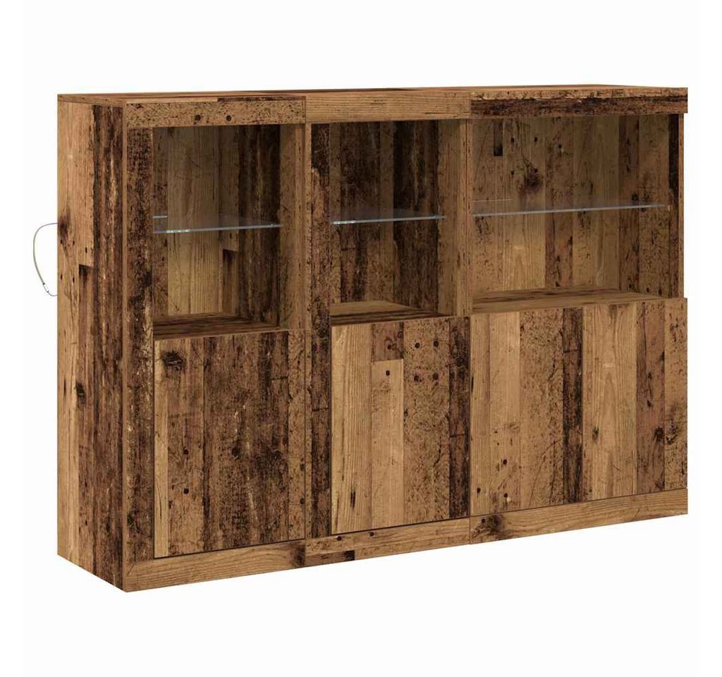vidaXL Sideboard Sideboard Anrichte Schrank Lowboard mit LED-Leuchten Altes Holz 1425x3 von vidaXL