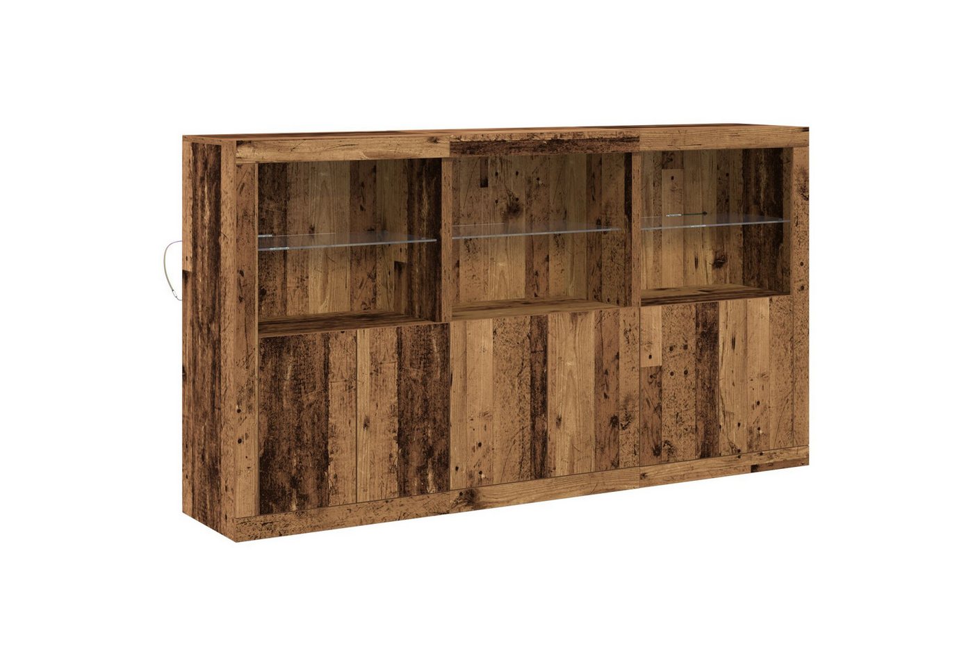 vidaXL Sideboard Sideboard Anrichte Schrank Lowboard mit LED-Lichtern Altes Holz 181,5 von vidaXL