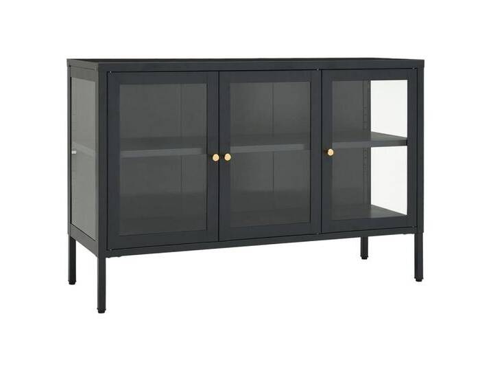 vidaXL Sideboard Sideboard Anthrazit 105x35x70 cm Stahl und Glas (1 St), Stahl, Anthrazit von vidaXL