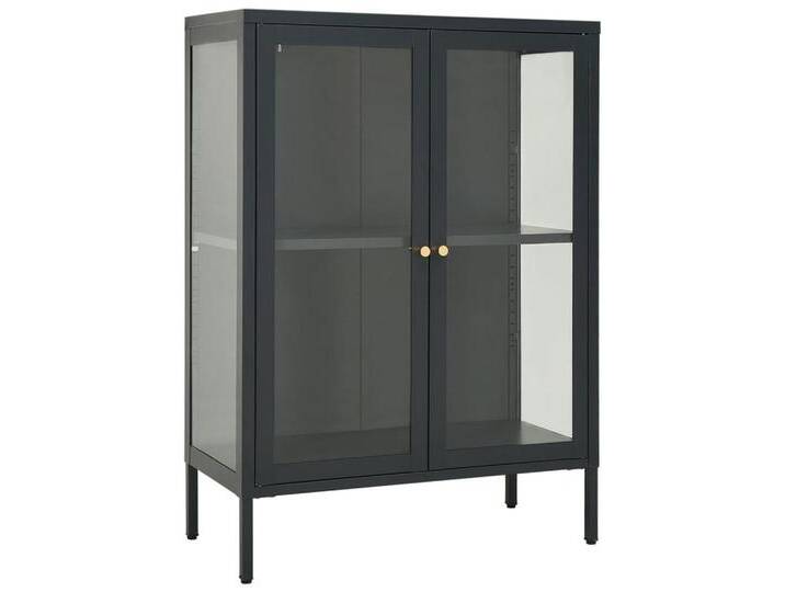 vidaXL Sideboard Sideboard Anthrazit 75x35x105 cm Stahl und Glas (1 St), Anthrazit von vidaXL