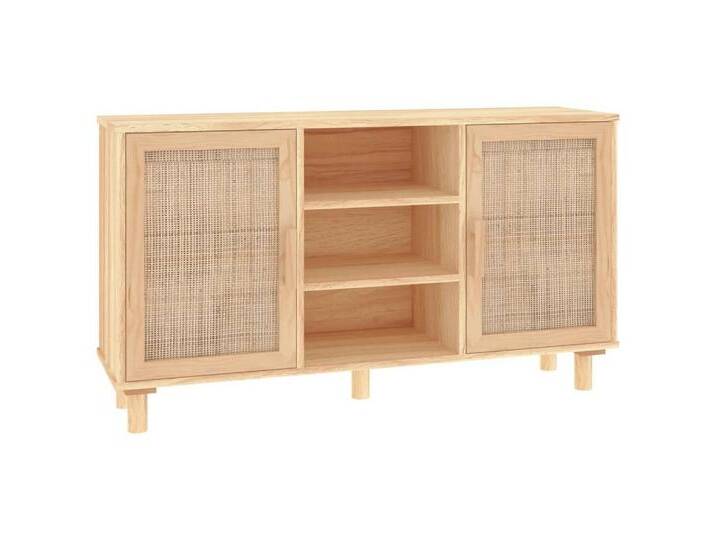 vidaXL Sideboard Sideboard Braun 105x30x60 cm Massivholz Kiefer und Natur-Rattan, grau von vidaXL