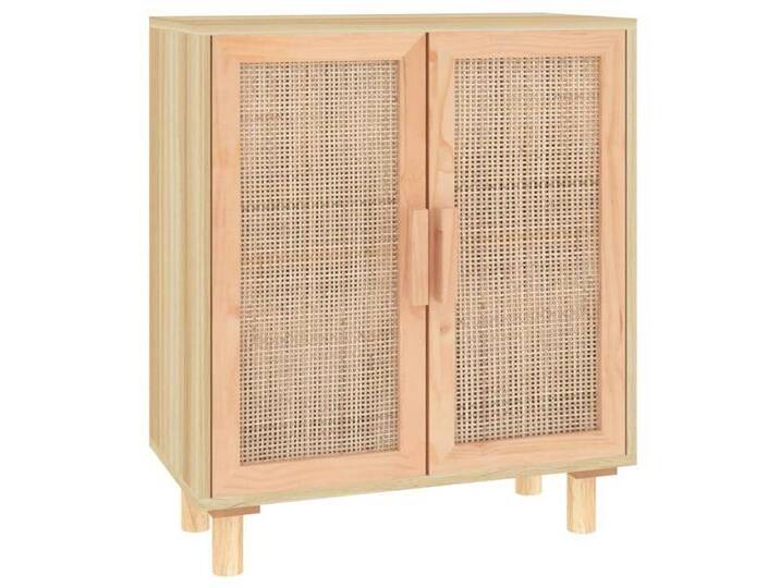 vidaXL Sideboard Sideboard Braun 60x30x70 cm Massivholz Kiefer und Natur-Rattan Kommode, braun von vidaXL