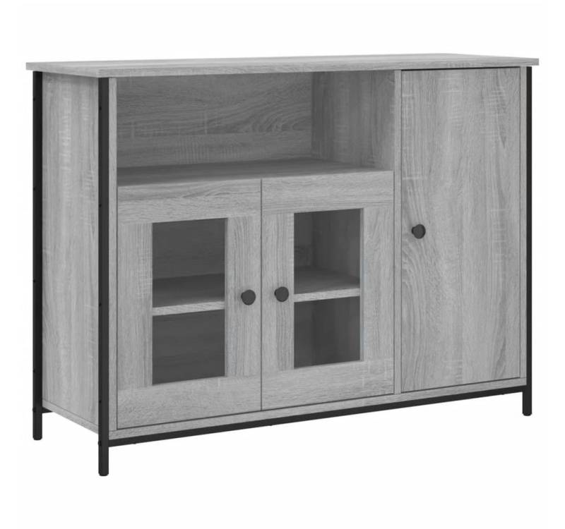 vidaXL Sideboard Sideboard Grau Sonoma 100x35x75 cm Spanplatte Glas Vitrine von vidaXL