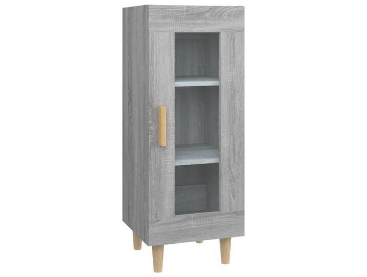 vidaXL Sideboard Sideboard Grau Sonoma 34,5x34x90 cm Spanplatte Glas Vitrine, grau von vidaXL