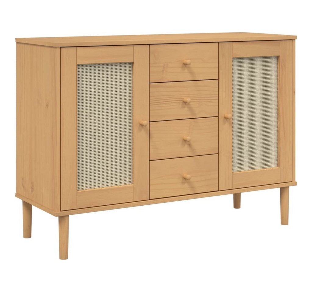 vidaXL Sideboard Sideboard SENJA Rattan-Optik Braun 112x40x80 cm Kiefernholz (1 St) von vidaXL