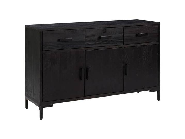 vidaXL Sideboard Sideboard Schwarz 110x35x70 cm Massivholz Kiefer (1 St), schwarz, Schwarz von vidaXL