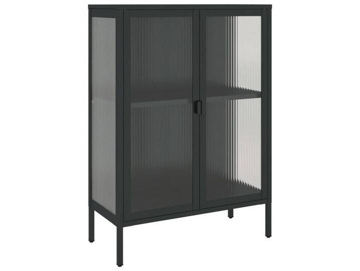 vidaXL Sideboard Sideboard Schwarz 75x35x105 cm Glas und Stahl, schwarz von vidaXL