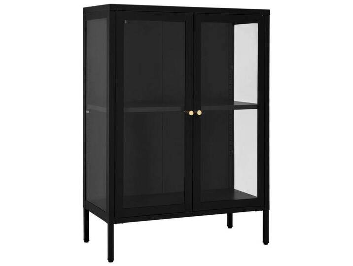 vidaXL Sideboard Sideboard Schwarz 75x35x105 cm Stahl und Glas (1 St), schwarz, Schwarz von vidaXL