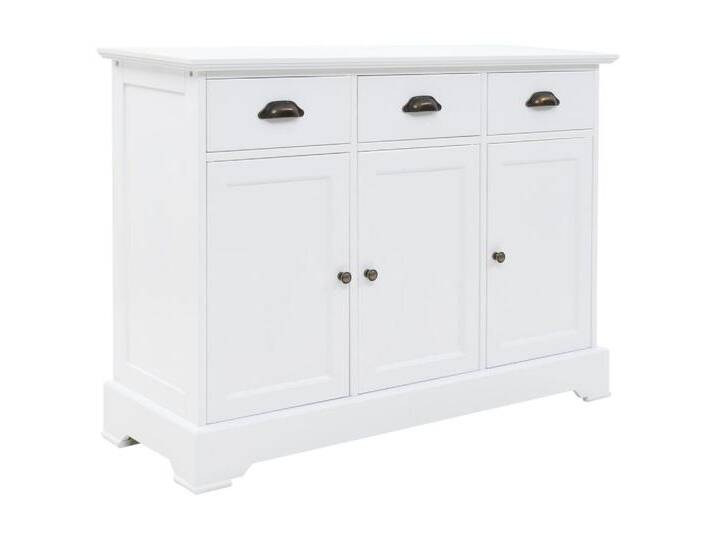 vidaXL Sideboard Sideboard mit 3 Türen MDF und Kiefernholz 105 x 35 x 77,5 cm, weiß von vidaXL