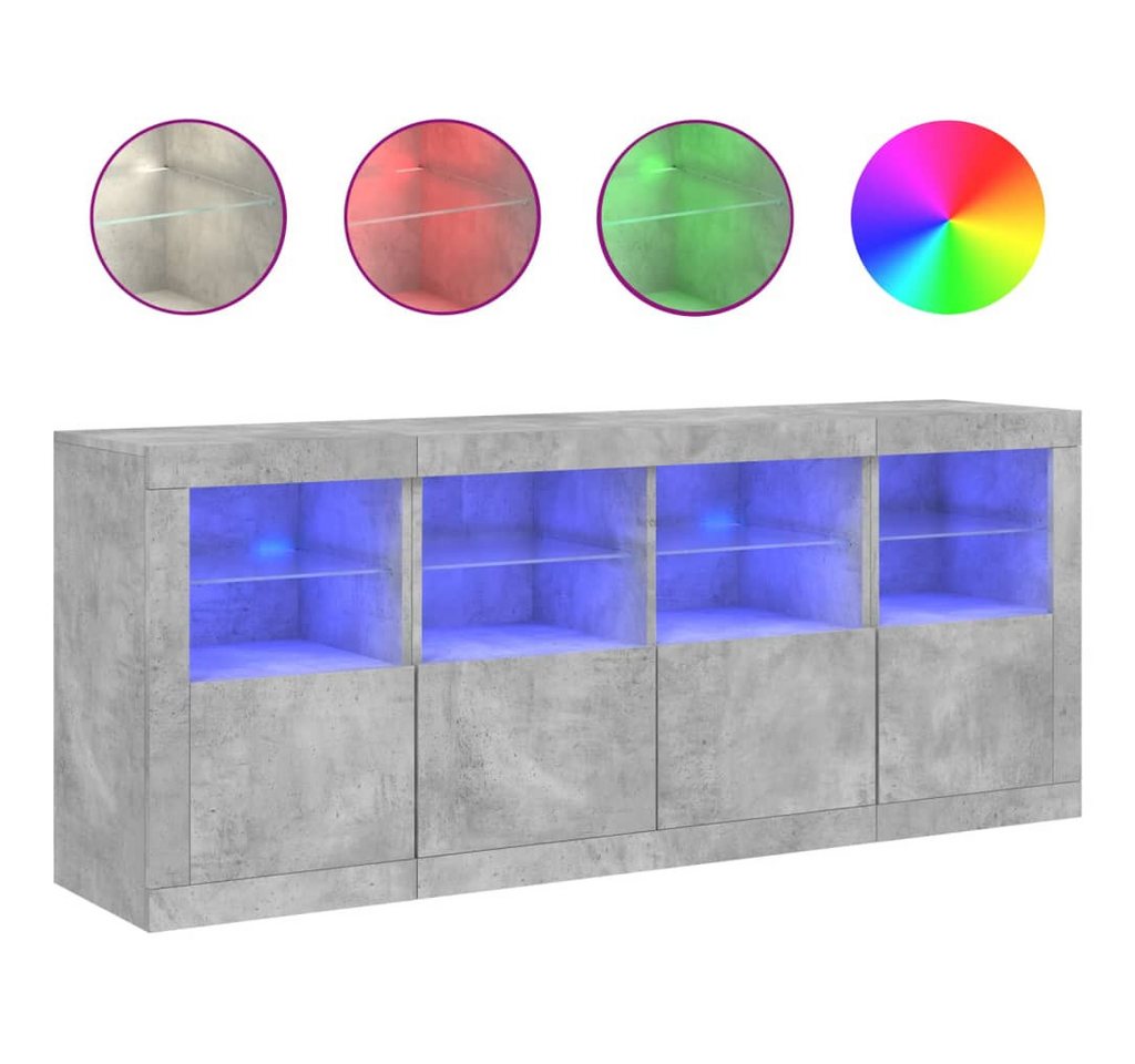 vidaXL Sideboard Sideboard mit LED Leuchten Betongrau 163x37x67 cm Glas Vitrine vidaXL Sideboard Sideboard mit LED Leuchten Betongrau 163x37x67 cm Glas Vitrine von vidaXL