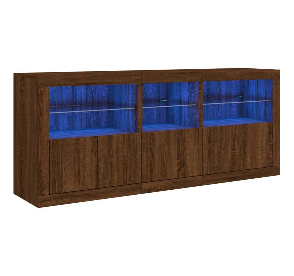 vidaXL Sideboard Sideboard mit LED-Leuchten Braun Eichen-Optik 162x37x67 cm (1 St) von vidaXL