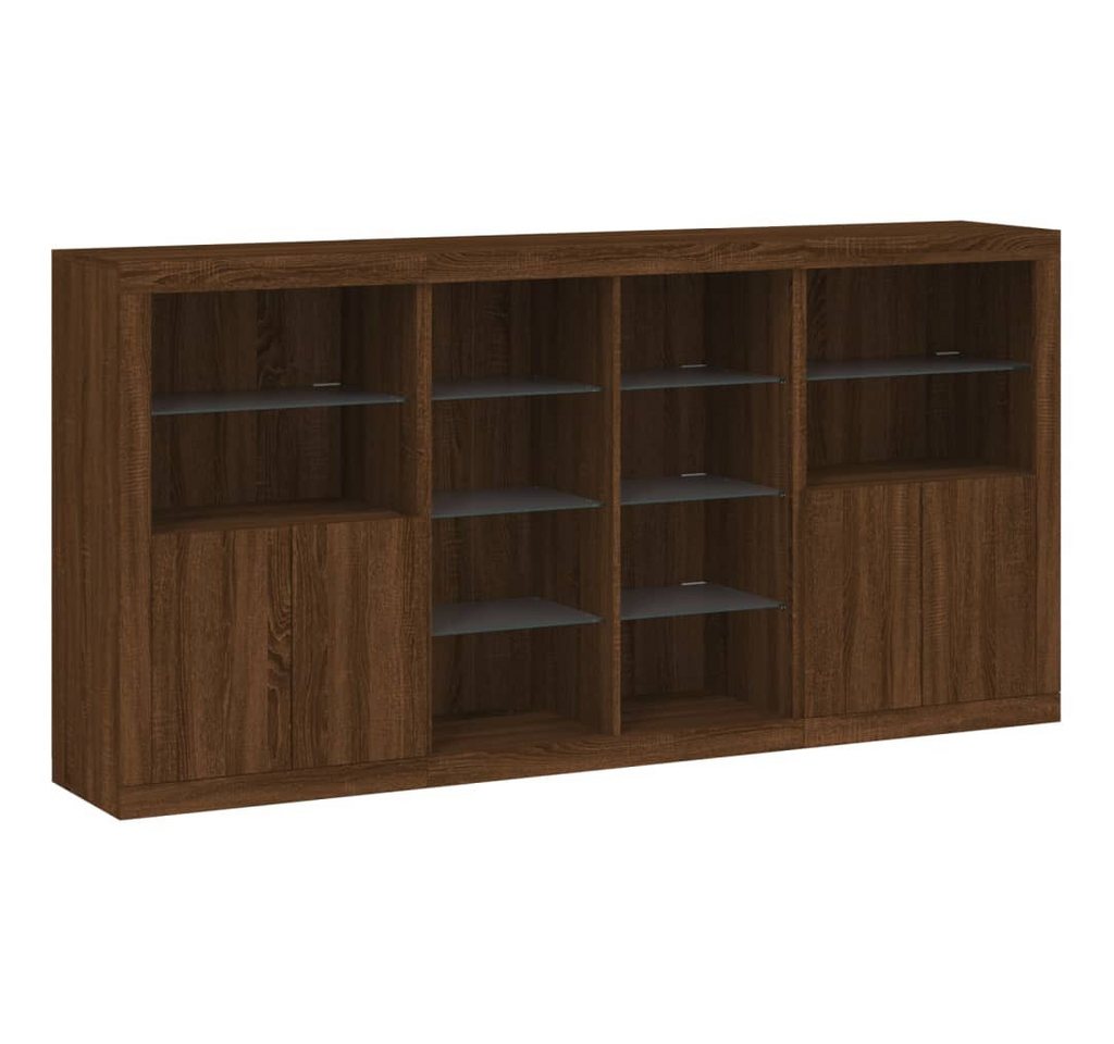vidaXL Sideboard Sideboard mit LED-Leuchten Braun Eichen-Optik 202x37x100 cm (1 St) von vidaXL