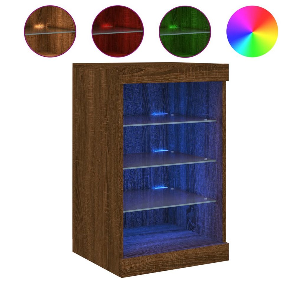 vidaXL Sideboard Sideboard mit LED Leuchten Braun Eichen-Optik 41x37x67 cm Glas Vitrine vidaXL Sideboard Sideboard mit LED Leuchten Braun Eichen-Optik 41x37x67 cm Glas Vitrine von vidaXL