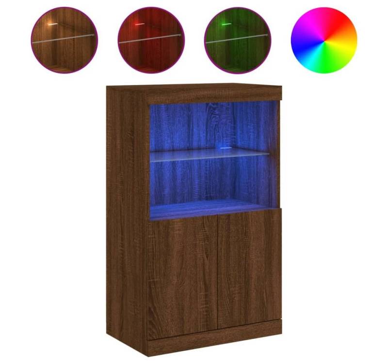 vidaXL Sideboard Sideboard mit LED Leuchten Braun Eichen-Optik 60,5x37x100 cm Glas Vitr von vidaXL