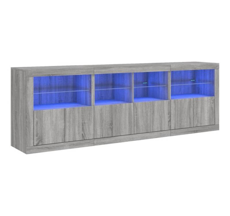 vidaXL Sideboard Sideboard mit LED-Leuchten Grau Sonoma 202x37x67 cm (1 St) von vidaXL