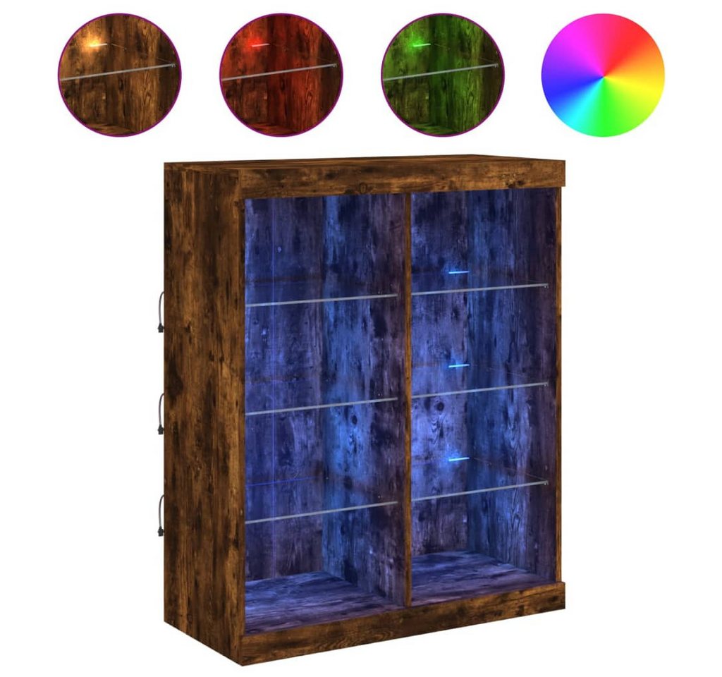 vidaXL Sideboard Sideboard mit LED Leuchten Räuchereiche 81x37x100 cm Glas Vitrine vidaXL Sideboard Sideboard mit LED Leuchten Räuchereiche 81x37x100 cm Glas Vitrine von vidaXL
