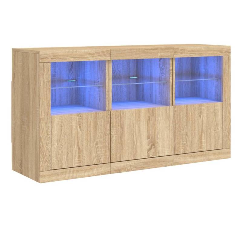 vidaXL Sideboard Sideboard mit LED-Leuchten Sonoma-Eiche 123x37x67 cm (1 St) von vidaXL
